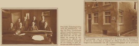 873073 Collage van 2 foto's betreffende de verhuizing van de Utrechtsche Provinciale Voetbal Bond (U.P.V.B.) naar een ...